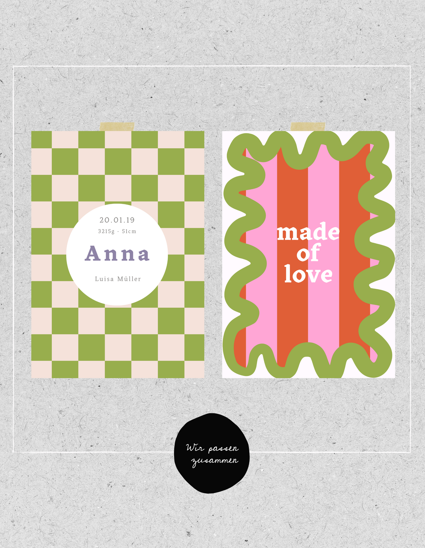 Kids FineArt Print "Kariert" | personalisierbar | Geburtsposter