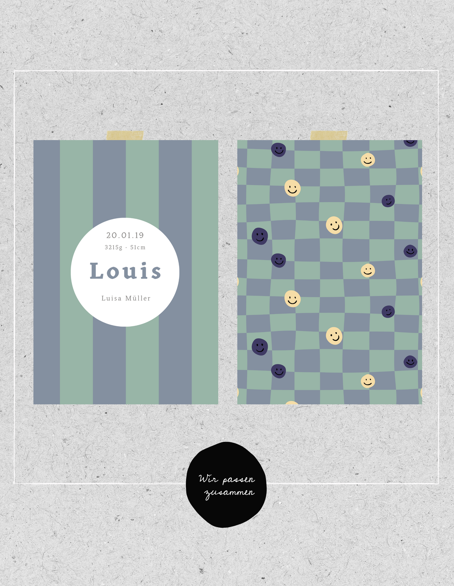 Kids FineArt Print "Gestreift" | personalisierbar | Geburtsposter