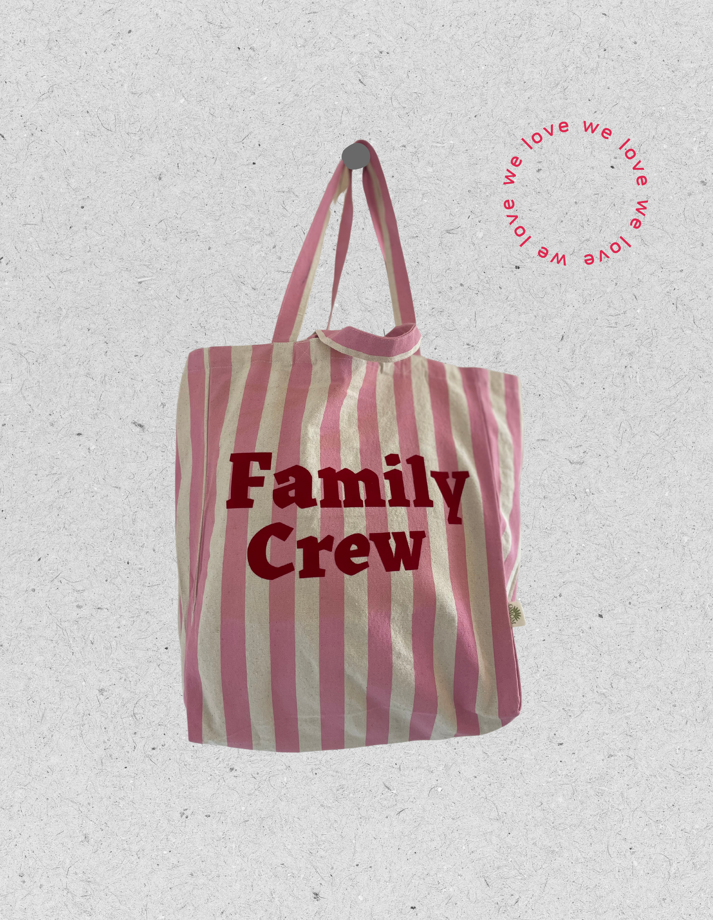 Family Bag | Bio Baumwolle | Rosa gestreift