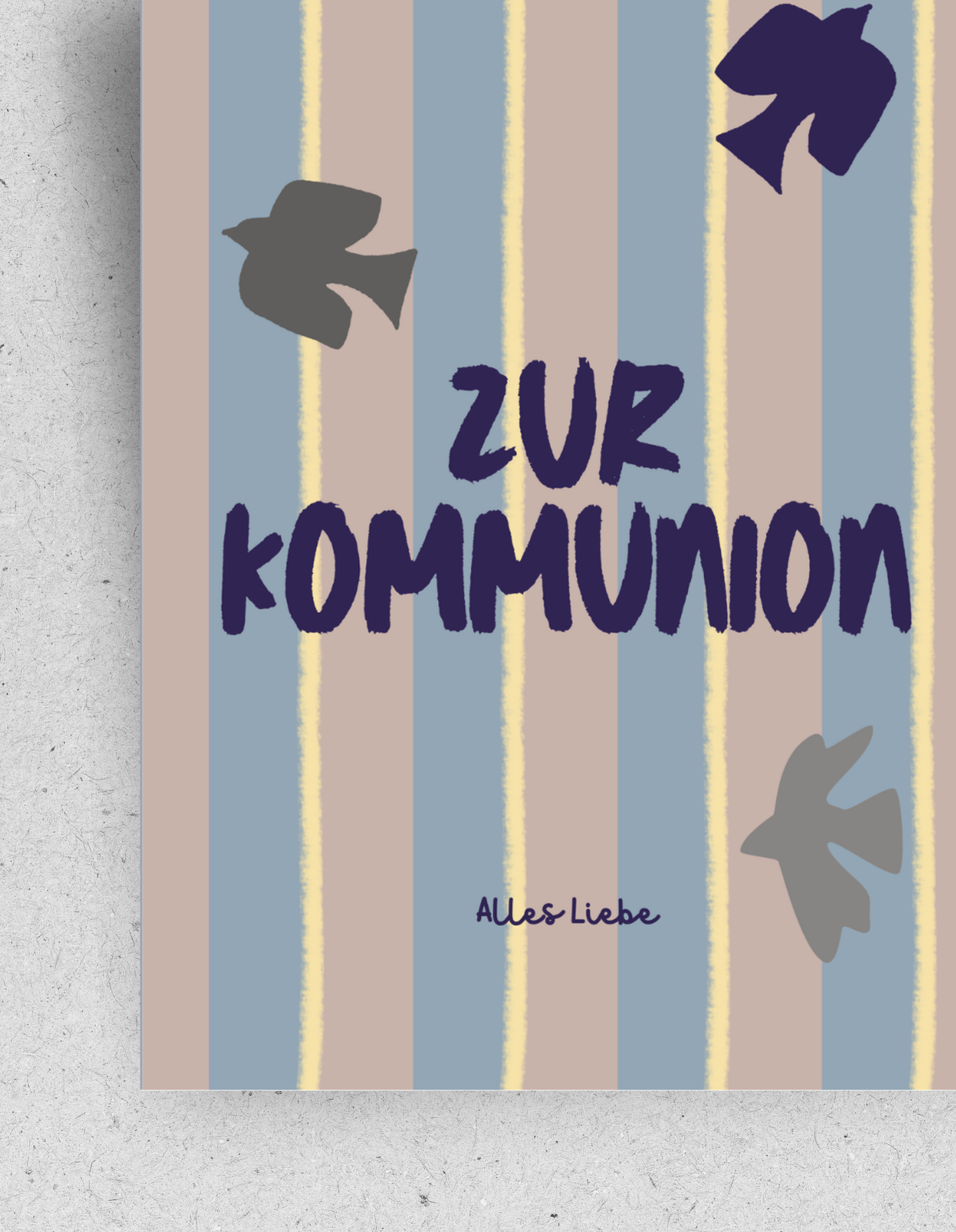 Gestreifte Karte zur Kommunion für Jungen / mit Umschlag