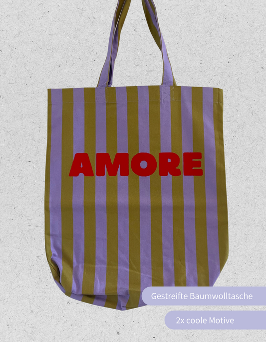 Gestreifte Tasche | Amore | Lila / Senf