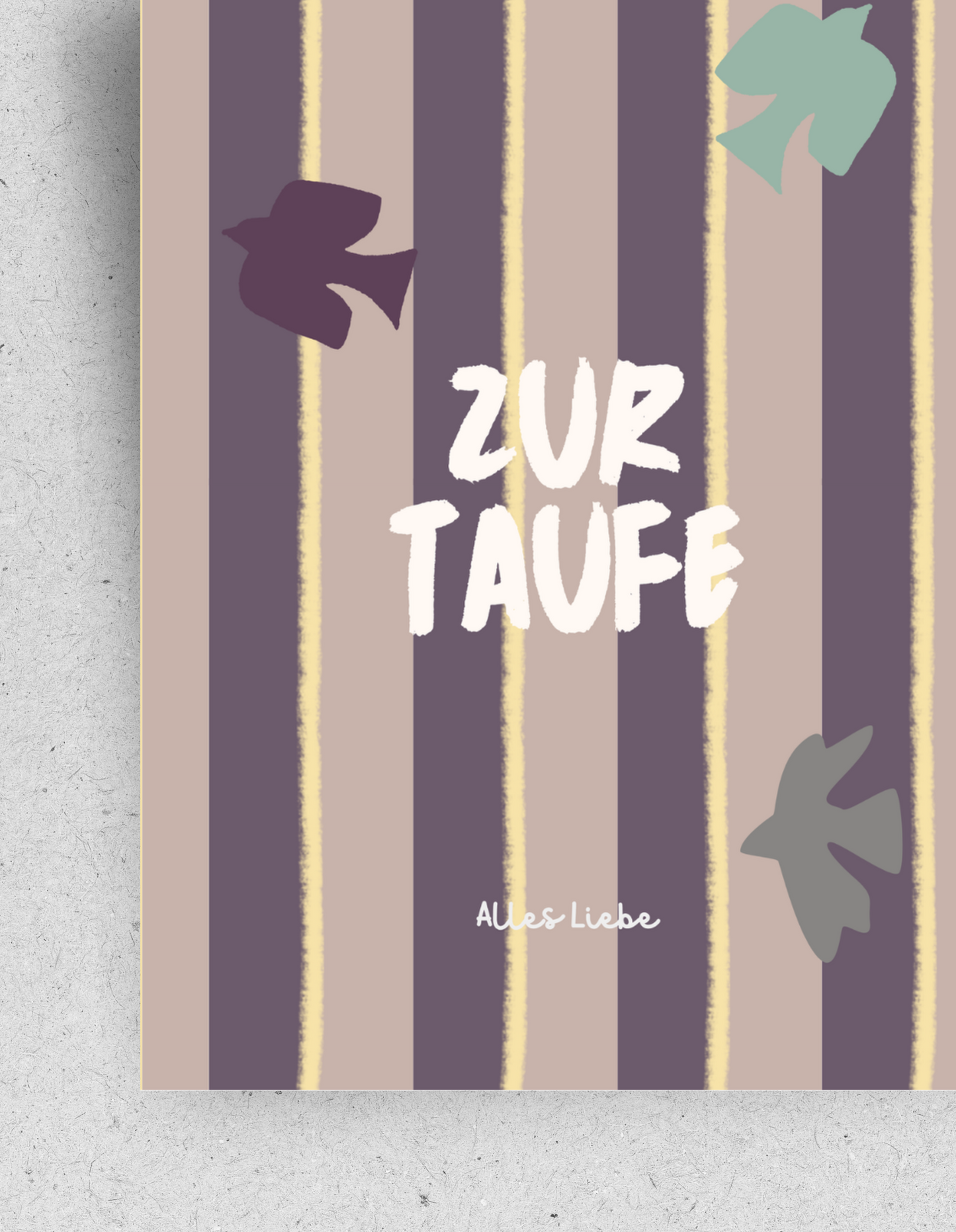 Gestreifte Karte zur Taufe | Genderneutral | mit Umschlag