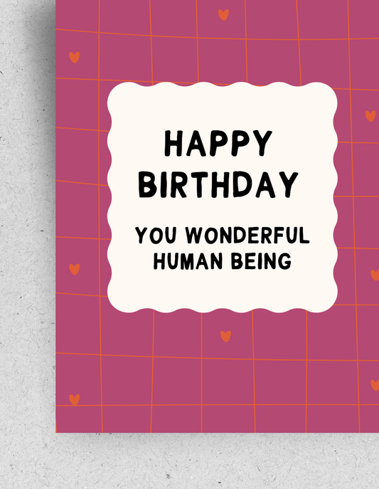 Postkarte "Happy Birthday you wonderful human being" | Recyclingpapier