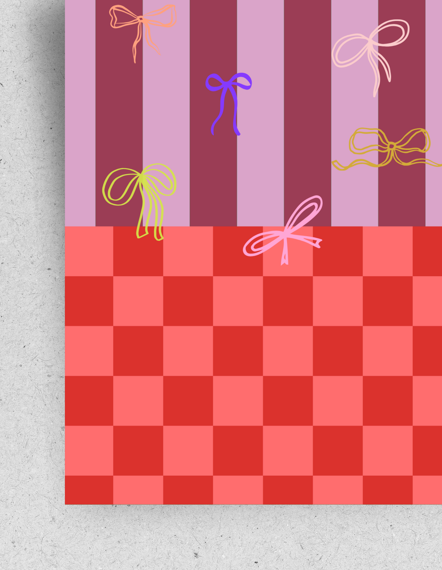 Postkarte "Schleifen mit Karomuster" | Recyclingpapier