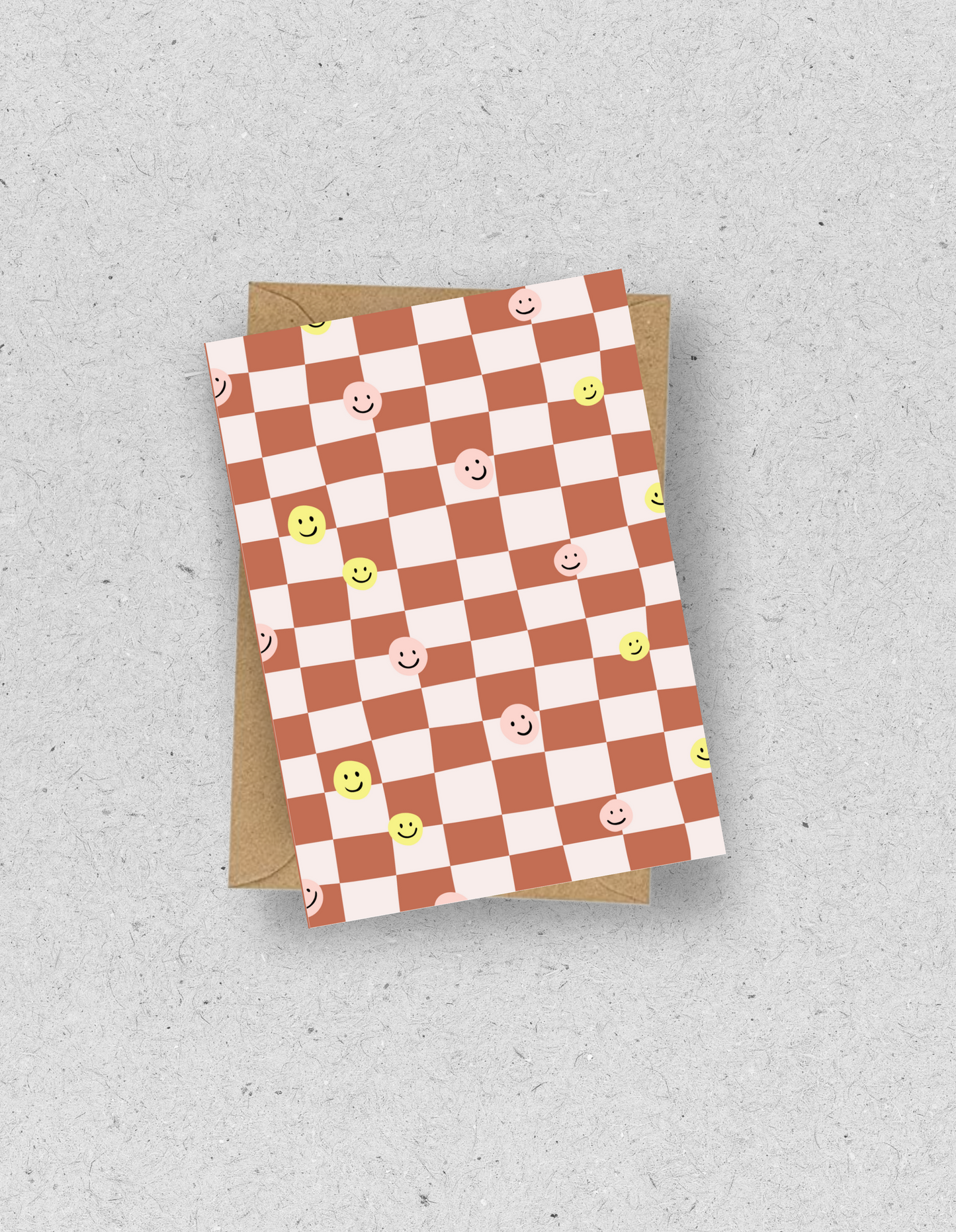 Karte "Smiley checked" / mit Umschlag