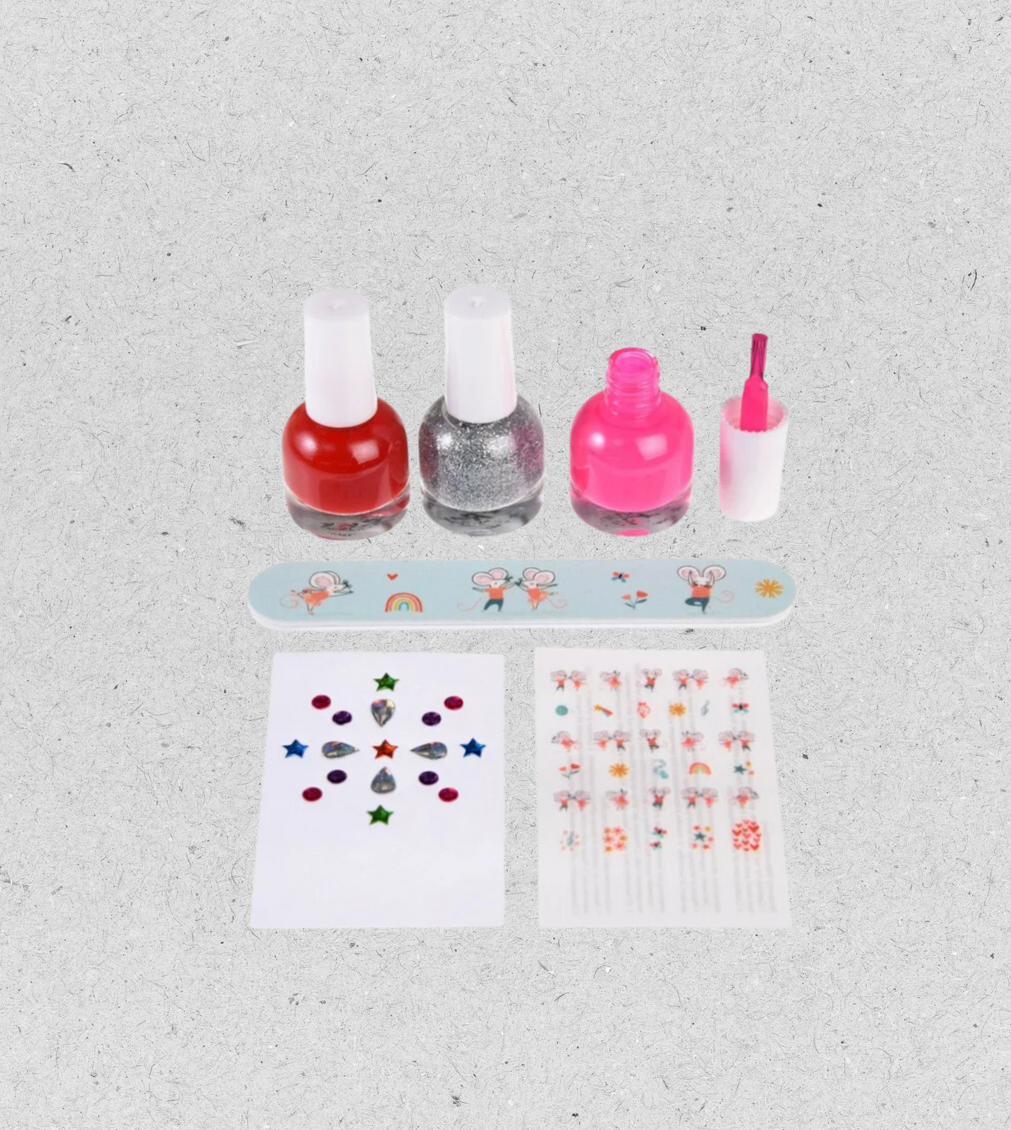 Kinder Maniküre Set "Mäuse" mit Nagellack & Nagelstickern | auf Wasserbasis
