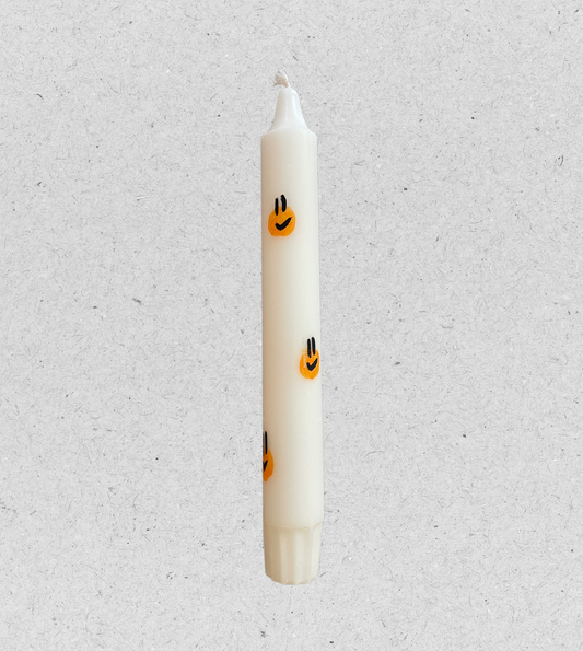 Stabkerze "Smiley" | orange | handmade