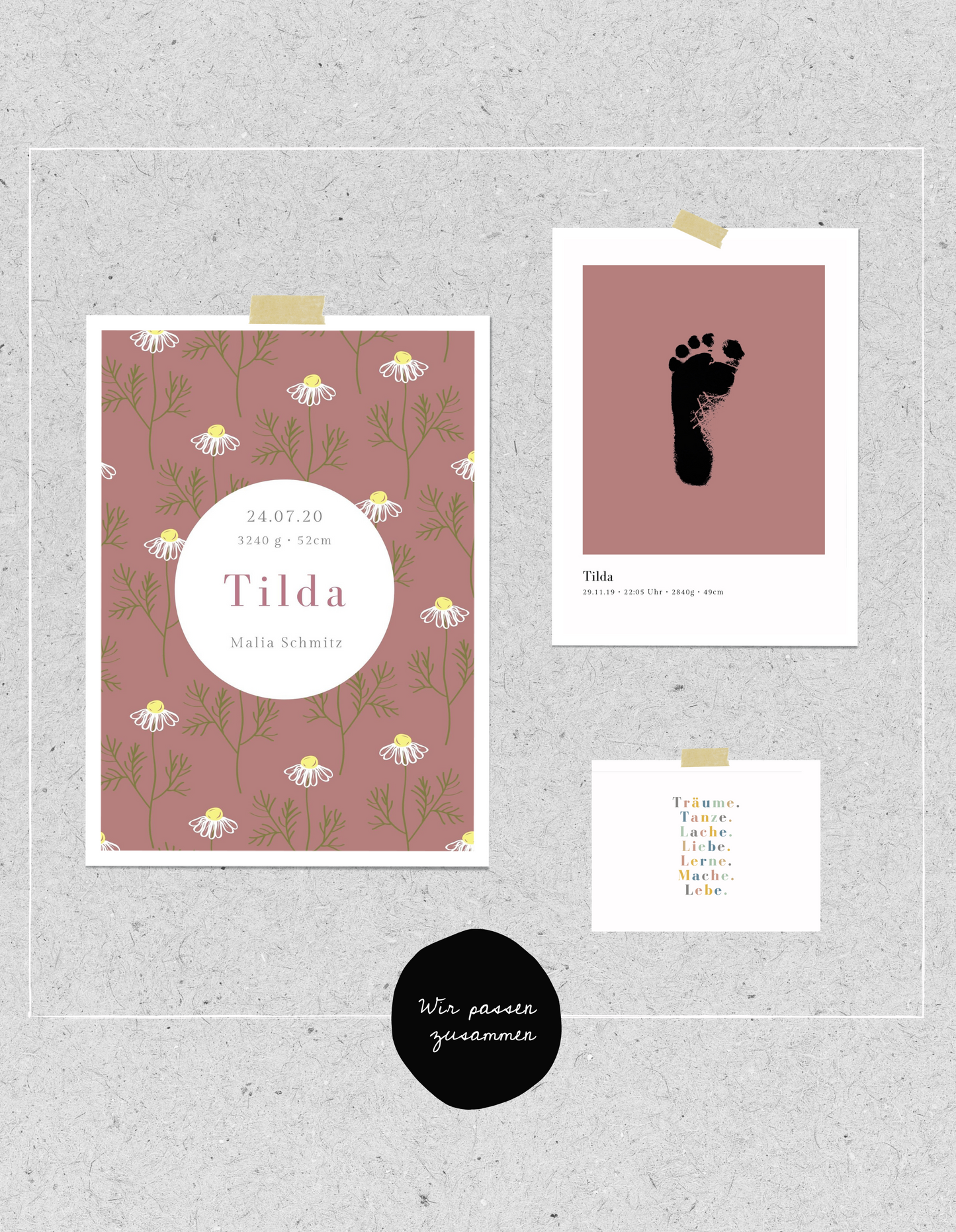 Kids FineArt Print "Dusty Flower" | personalisierbar | Geburtsposter