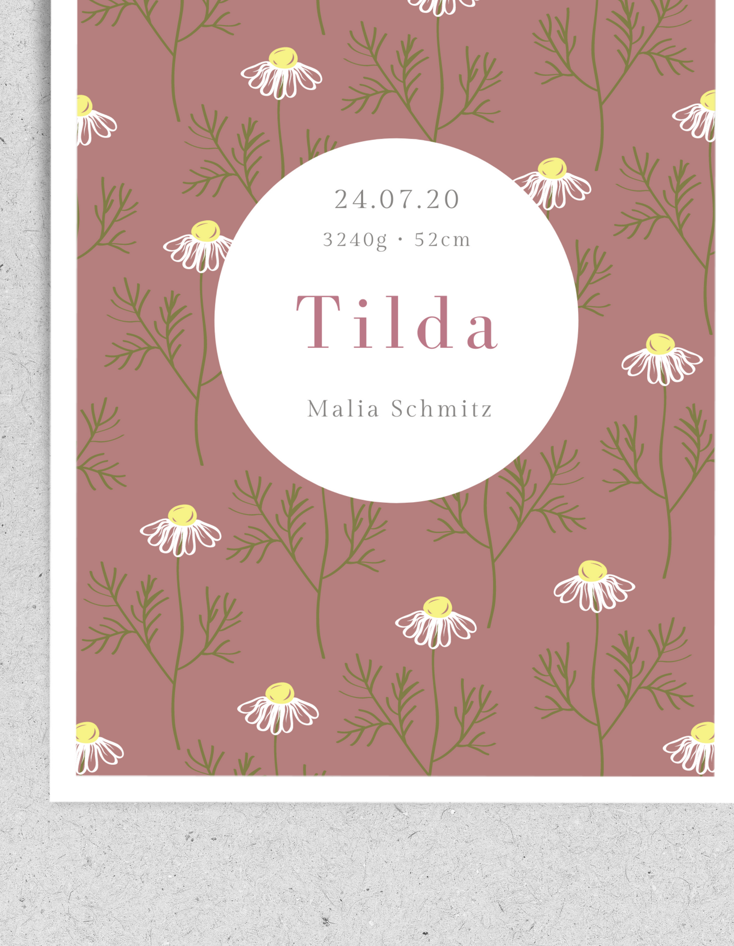 Kids FineArt Print "Dusty Flower" | personalisierbar | Geburtsposter