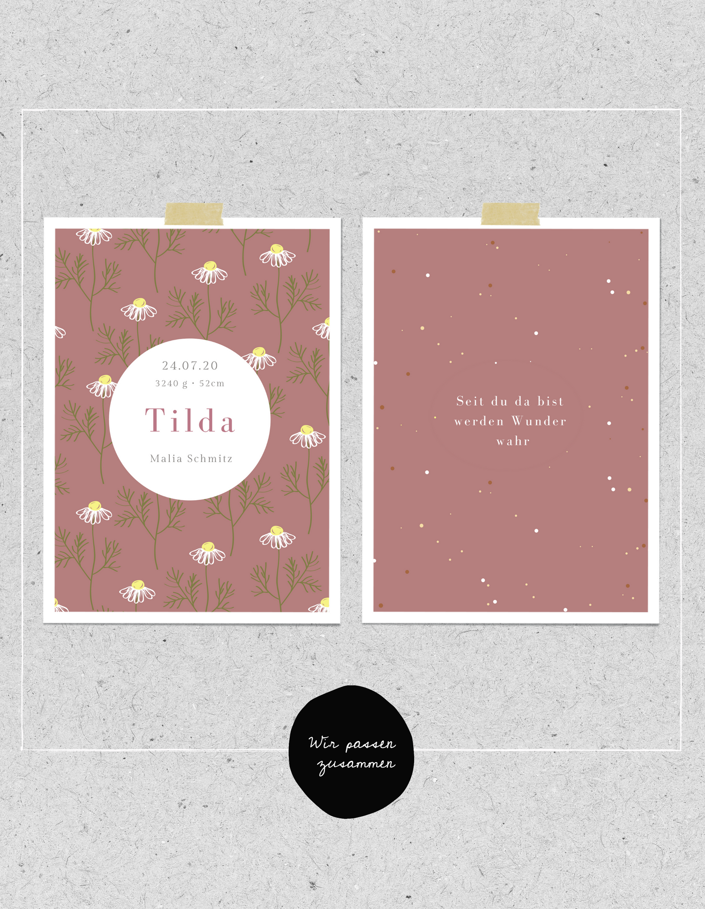 Kids FineArt Print "Dusty Flower" | personalisierbar | Geburtsposter