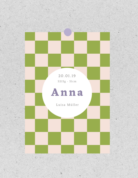 Kids FineArt Print "Kariert" | personalisierbar | Geburtsposter