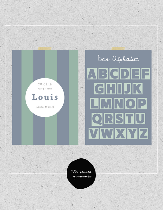 Kids FineArt Print "Gestreift" | personalisierbar | Geburtsposter