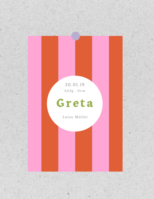 Kids FineArt Print "Gestreift" | personalisierbar | Geburtsposter