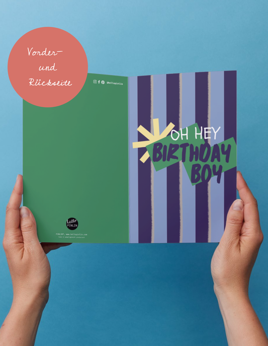Gestreifte Geburtstagskarte für Jungen | mit Umschlag