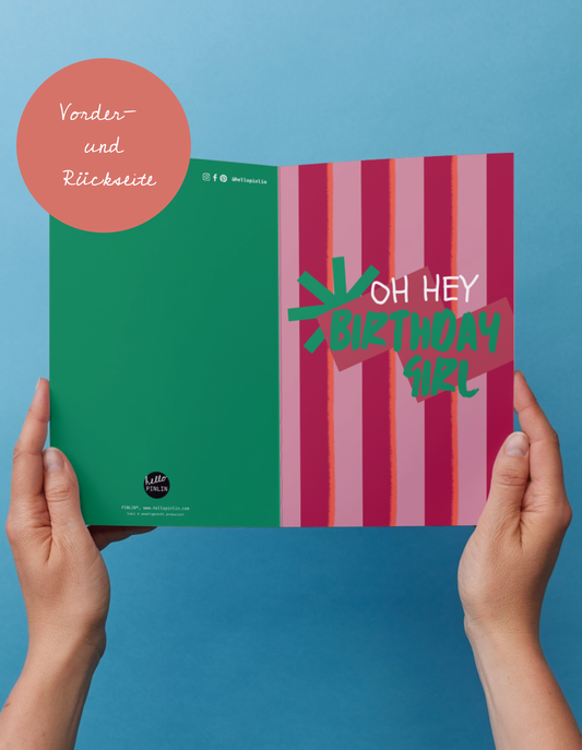 Gestreifte Geburtstagskarte für Mädchen | mit Umschlag