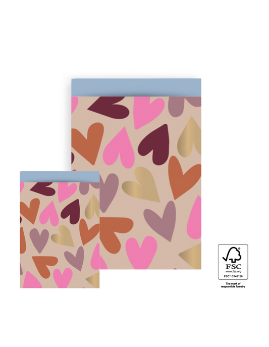 Flachbeutel "Herzen" 2x Größen | 5 Stück pro Set