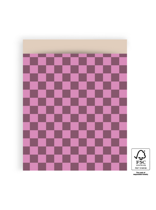 Flachbeutel "Lila Kariert" | 2 Größen | 5 Stück pro Set