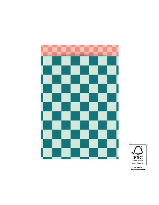 Flachbeutel "Grün kariert" 1x Größe | 5 Stück pro Set