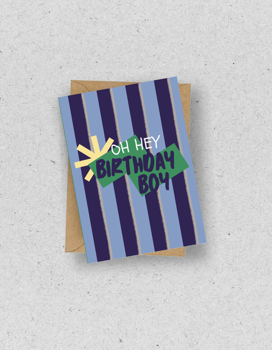 Gestreifte Geburtstagskarte für Jungen | mit Umschlag