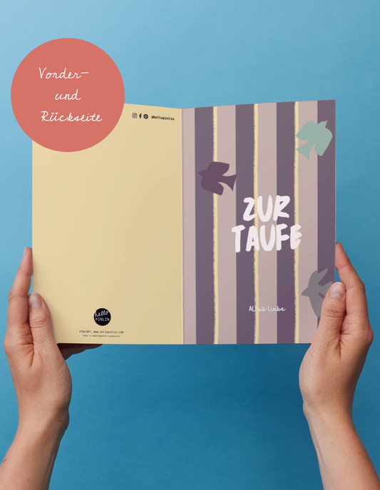 Gestreifte Karte zur Taufe | Genderneutral | mit Umschlag