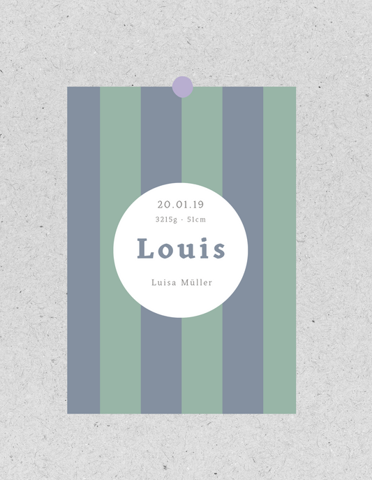 Kids FineArt Print "Gestreift" | personalisierbar | Geburtsposter