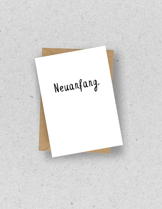 Karte mit der Aufschrift "Neuanfang" | mit Umschlag