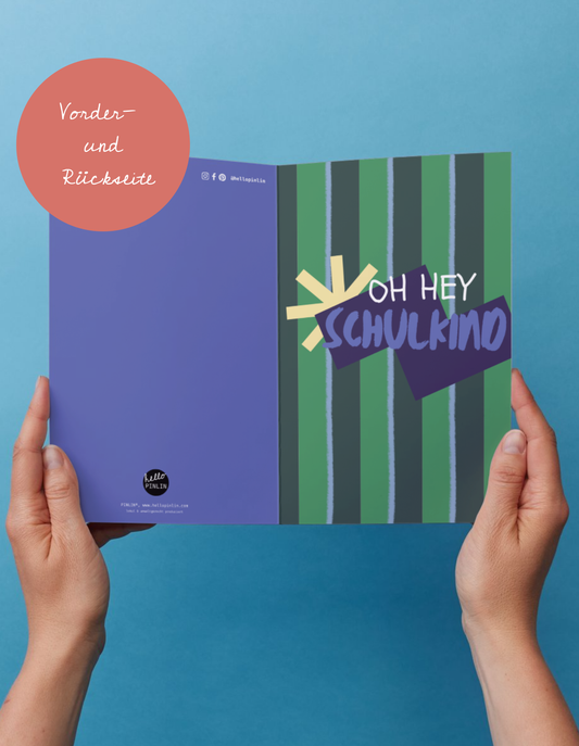 Gestreifte Karte zur Einschulung für Jungen | mit Umschlag