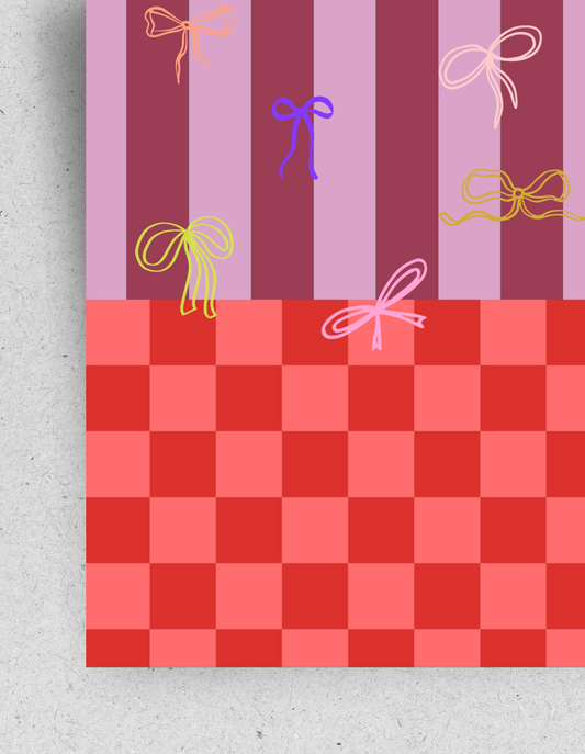 Postkarte "Schleifen mit Karomuster" | Recyclingpapier