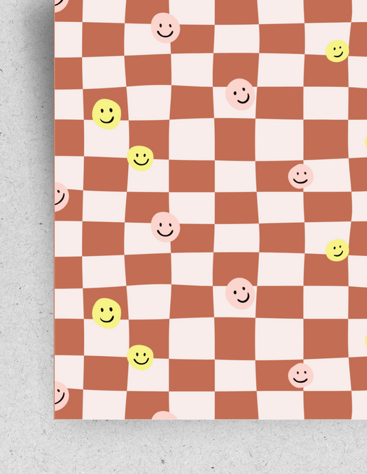 Karte "Smiley checked" / mit Umschlag