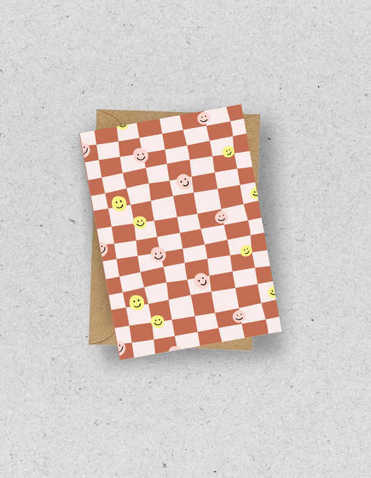 Karte "Smiley checked" / mit Umschlag