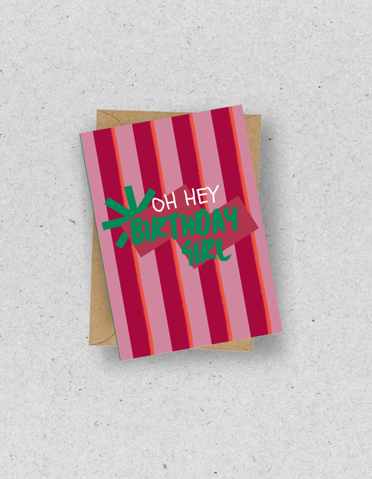 Gestreifte Geburtstagskarte für Mädchen | mit Umschlag