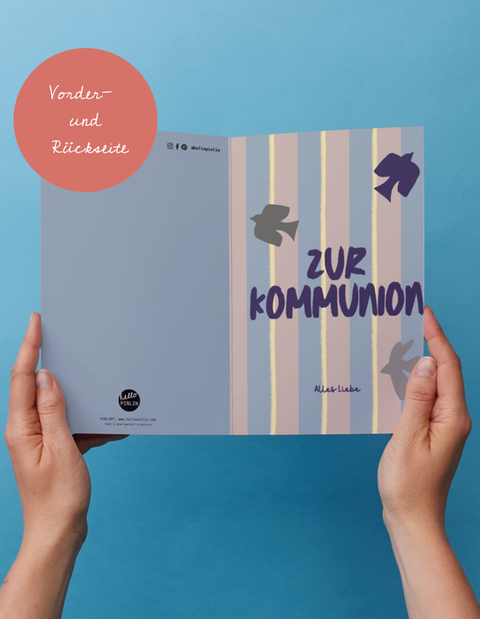 Gestreifte Karte zur Kommunion für Jungen / mit Umschlag