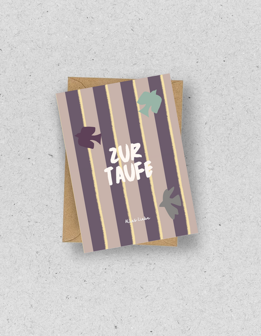 Gestreifte Karte zur Taufe | Genderneutral | mit Umschlag