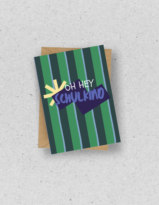 Gestreifte Karte zur Einschulung für Jungen | mit Umschlag