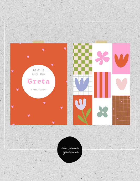 Kids FineArt Print "Herzen" | personalisierbar | Geburtsposter