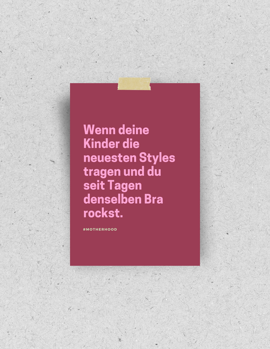 Lustige Postkarte "Wenn du seit Tagen denselben Bra rockst" | Recyclingpapier