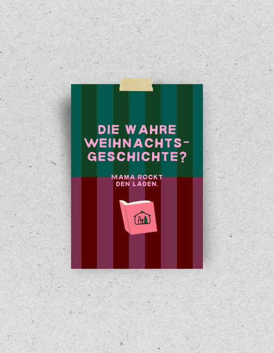 Lustige X-Mas Postkarte "Die wahre Weihnachtsgeschichte"