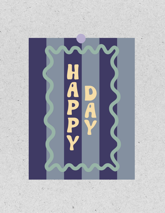 Kids FineArt Print "Happy Day" | blau gestreift