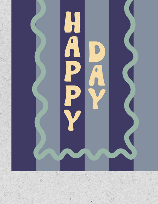 Kids FineArt Print "Happy Day" | blau gestreift