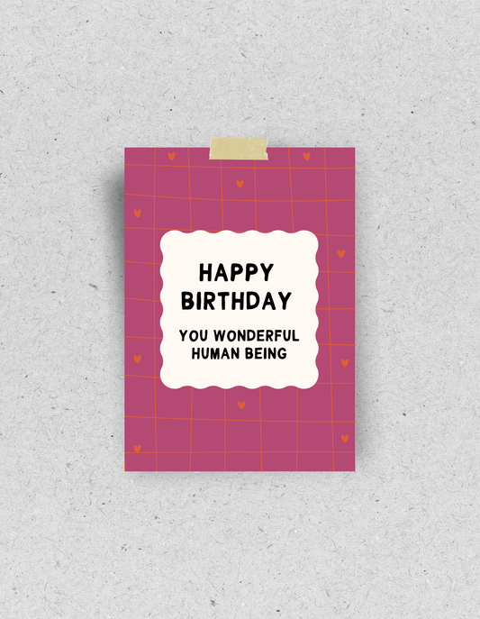 Postkarte "Happy Birthday you wonderful human being" | Recyclingpapier