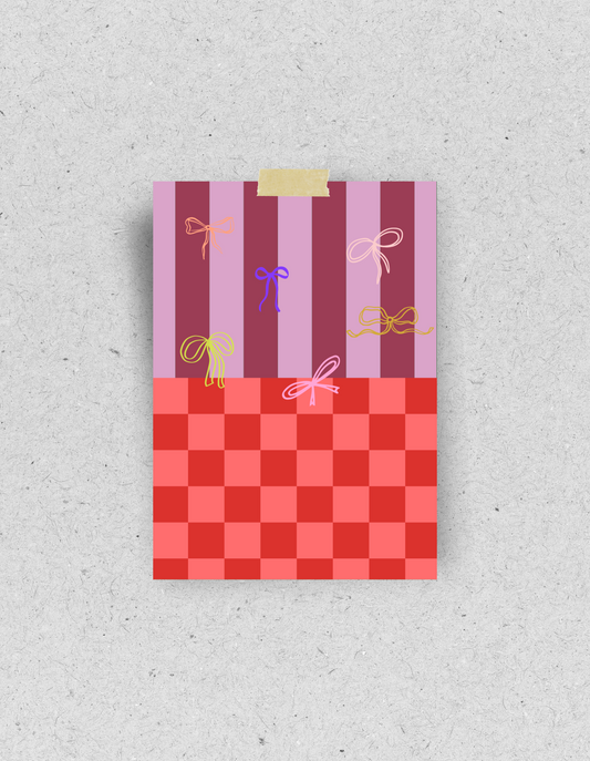 Postkarte "Schleifen mit Karomuster" | Recyclingpapier