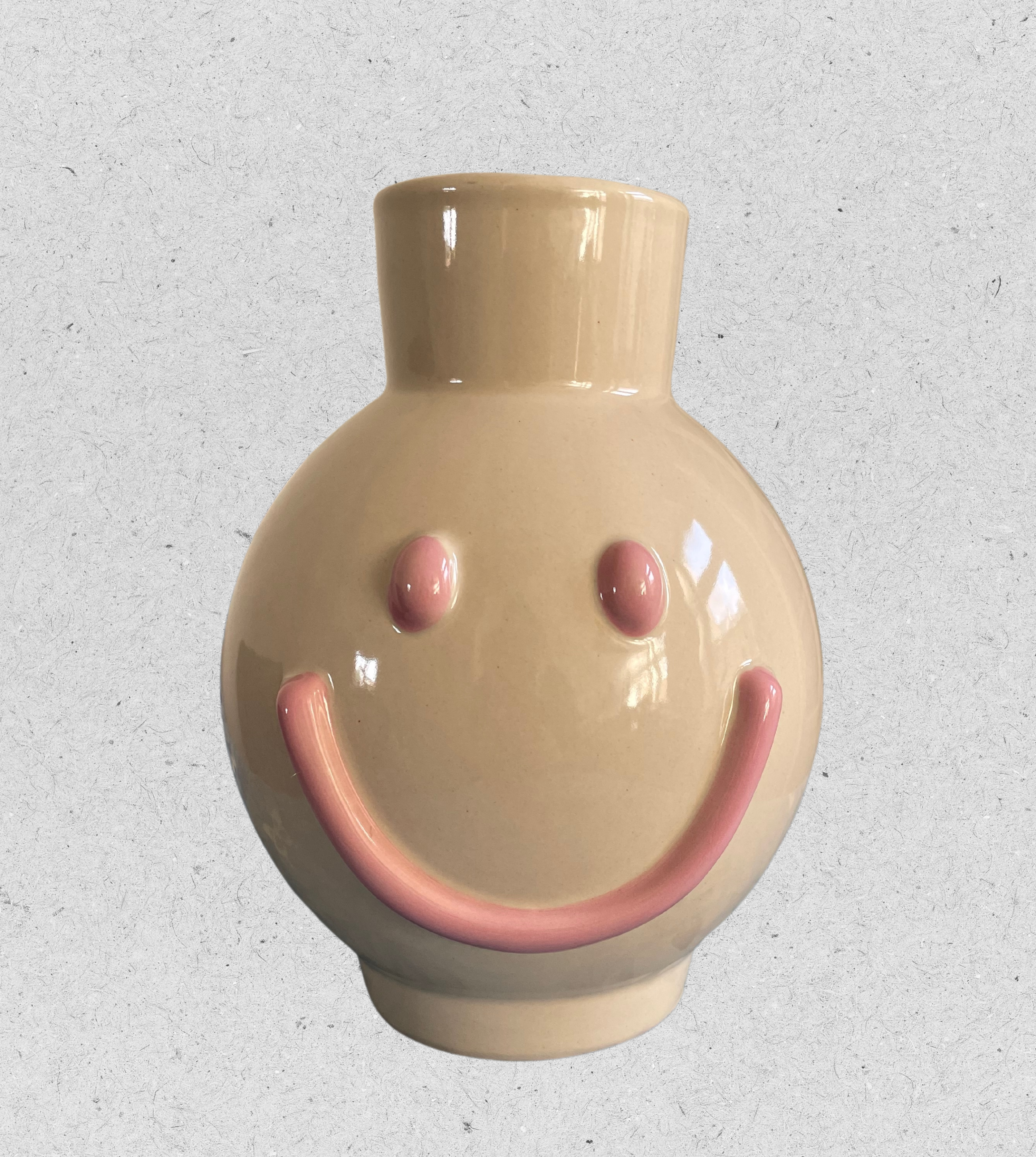 Smiley Vase | Beige / Rosa | groß