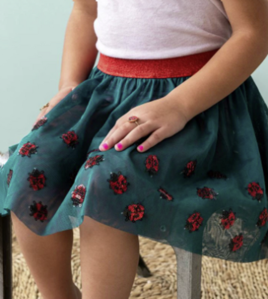 Kids Tüllrock mit Stickerei | Marienkäfer | Blau