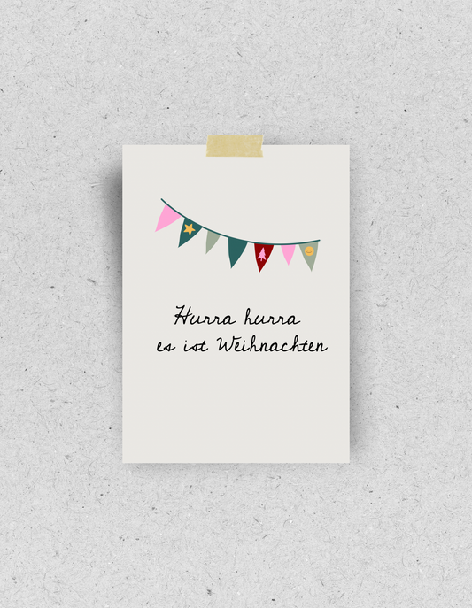X-Mas Postkarte "Hurra" | Recyclingpapier