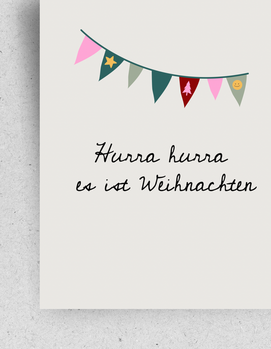 X-Mas Postkarte "Hurra" | Recyclingpapier