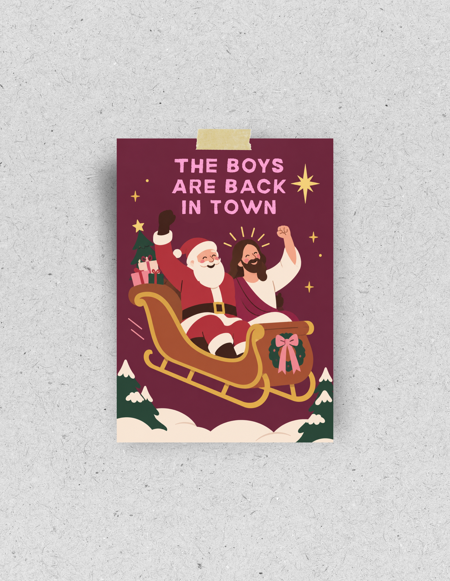 X-Mas Postkarte "The Boys are back in town"