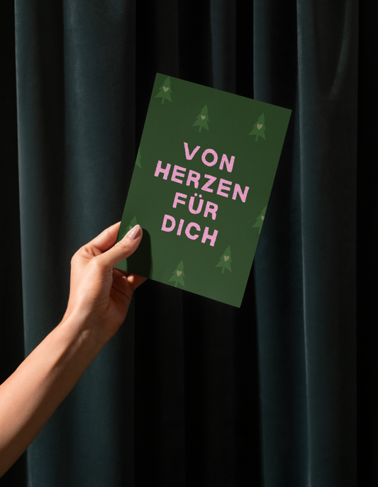 X-Mas Postkarte "Von Herzen für dich"