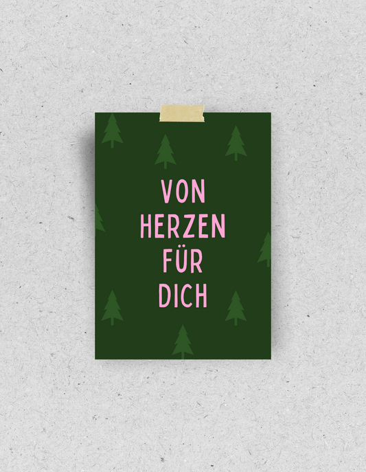 X-Mas Postkarte "Von Herzen" | Recyclingpapier