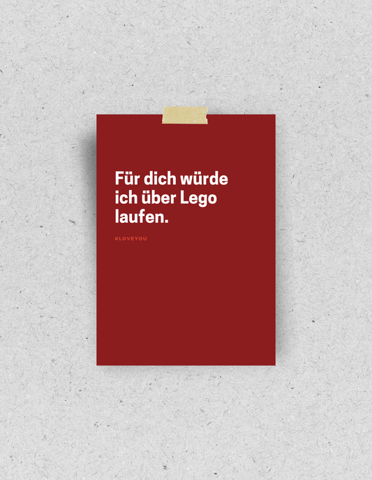 Postkarte "Für dich würde ich über Lego laufen" | Recyclingpapier
