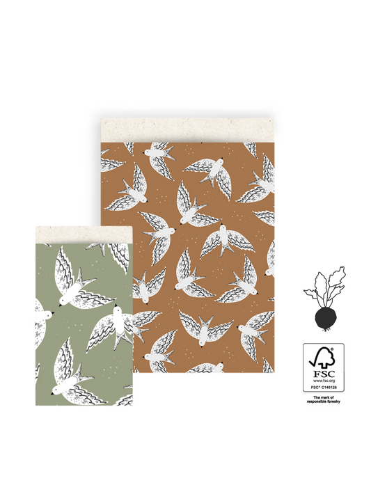 Flachbeutel "Schwalbe" | 2x Größen | 5 Stück pro Set